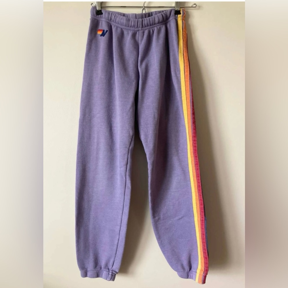 Aviator Nation Purple Striped Sweatpants
